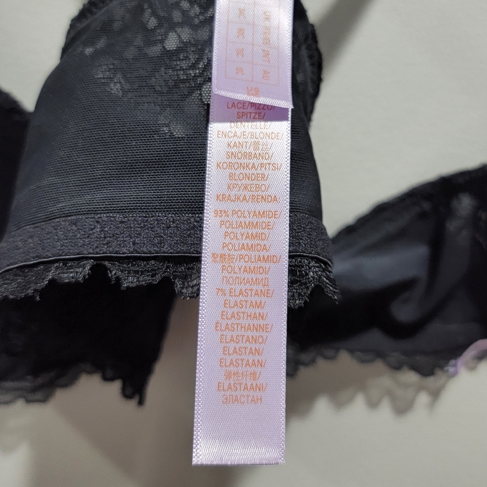 Savage X Fenty Romantic Corded Lace Front-Closure Push-Up Bra Black - Picture 17 of 17